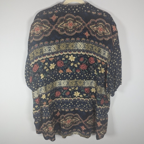 Vintage Maggie McNaughton floral hippy block abstract bohoIndian blouse size 18w - Picture 5 of 6